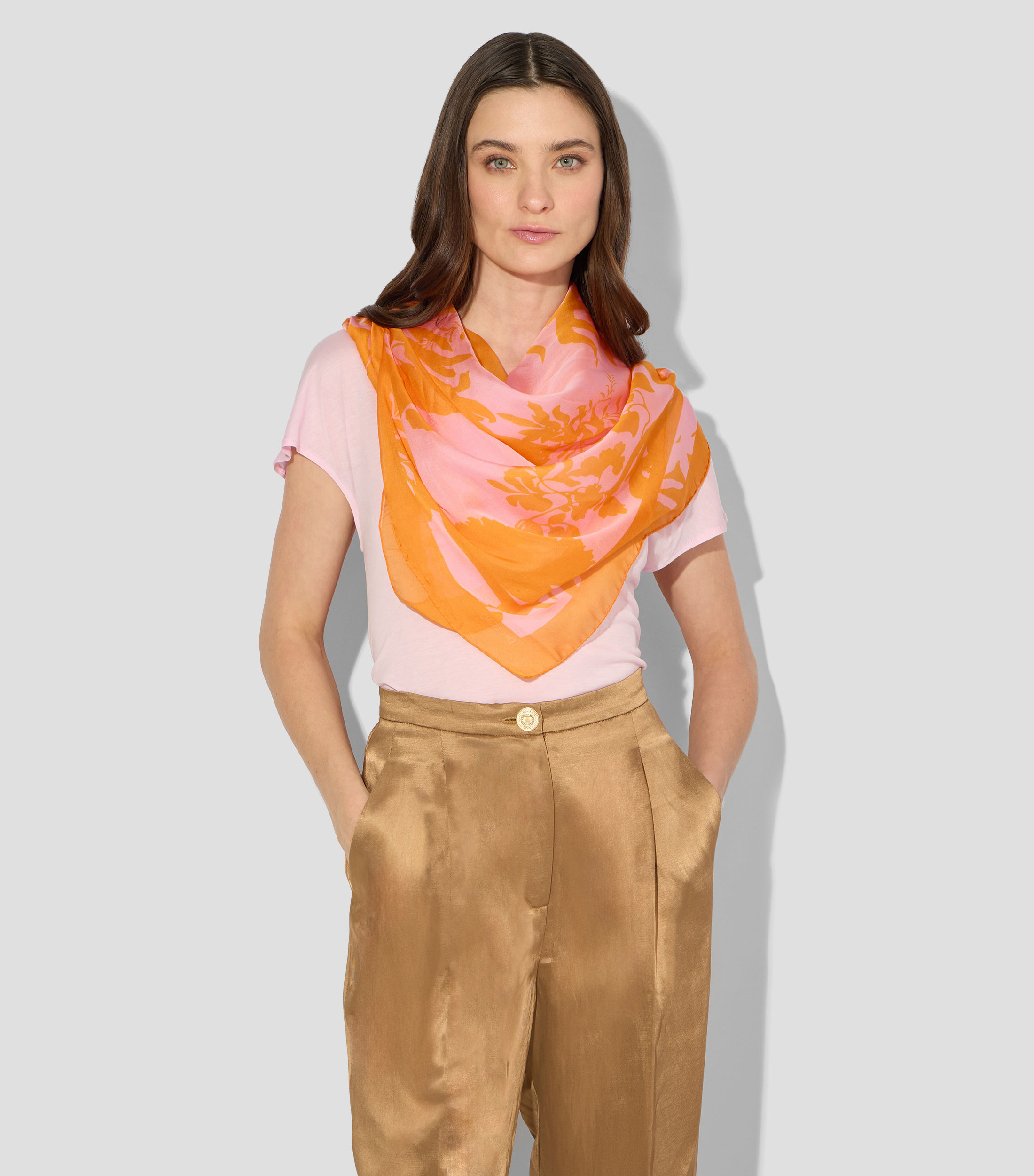 Foulard en seda multicolor estampado Mujer